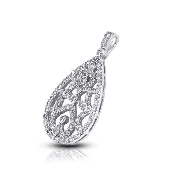 1.39ctw E VS1 Round Brilliant Earth Mined Certified Diamonds White Gold Pendant