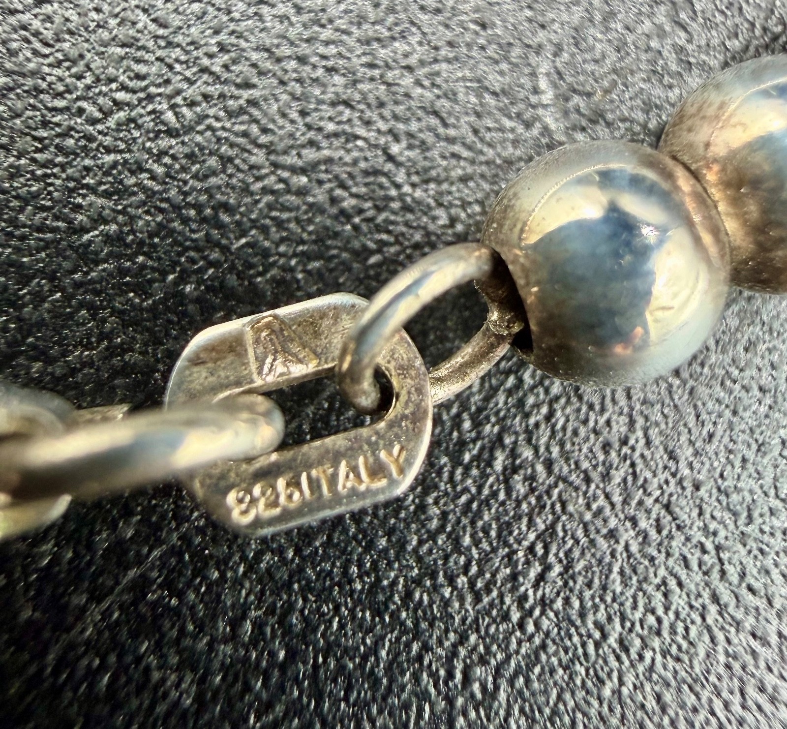 Vintage Sterling Silver 4mm Bead 20” Necklace 925 Italy 18g
