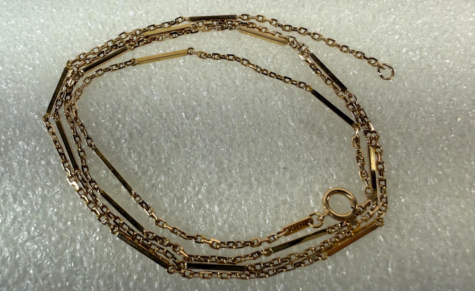 Antique 14k Yellow Gold Bar Link Necklace Chain 25″