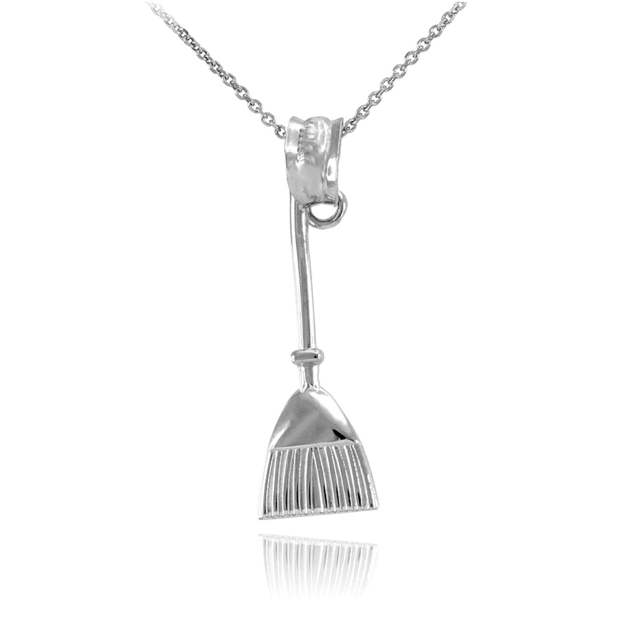 Gold Broom Stick Charm Necklace (Available in Yellow/Rose/White Gold)