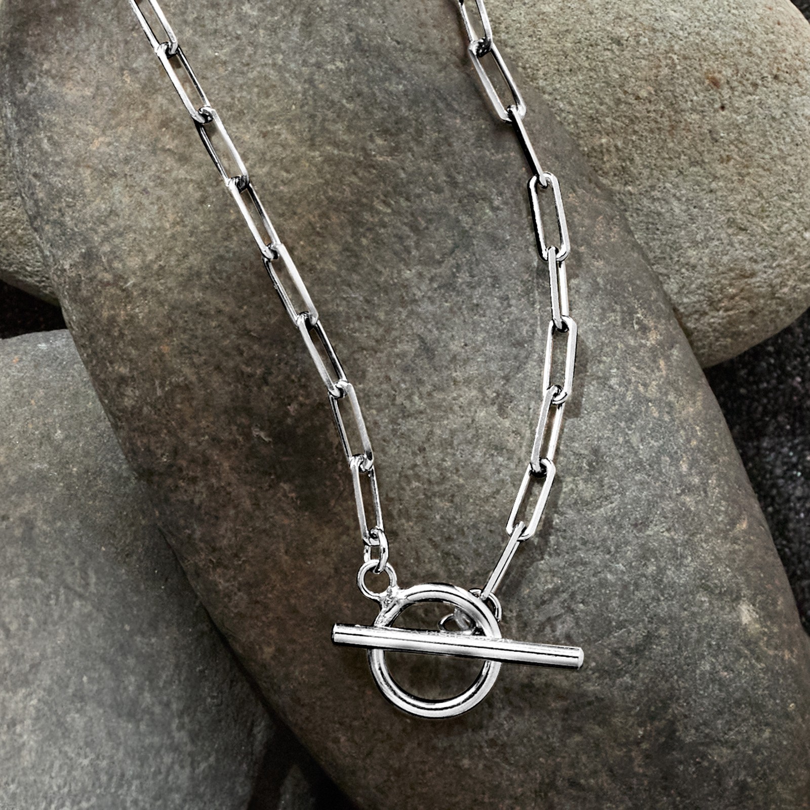 Ross-Simons Sterling Silver 2.5mm Paper Clip Link Toggle Necklace