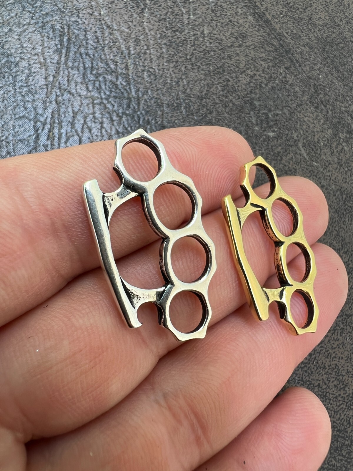 Real 925 Silver / 14k Gold Plated Brass Knuckle Oxidized Pendant Necklace Charm