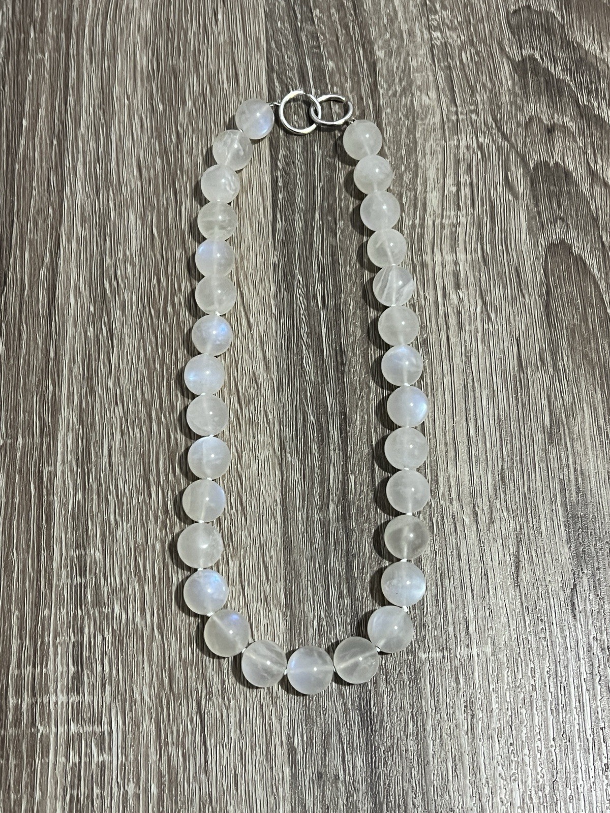 Tiffany & Co. Moonstone Bead Necklace Measure 18 1/2 Inch Length And 13.5MM Bead
