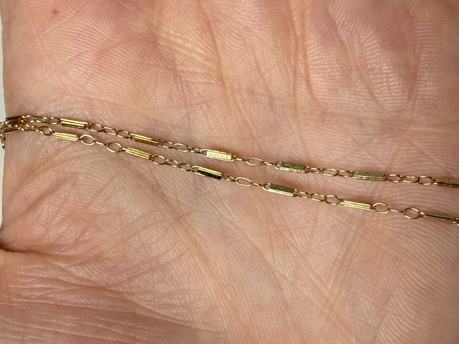 Solid 14K Yellow Gold Bar Link Chain Necklace 17” 1mm Royal Chain Inc