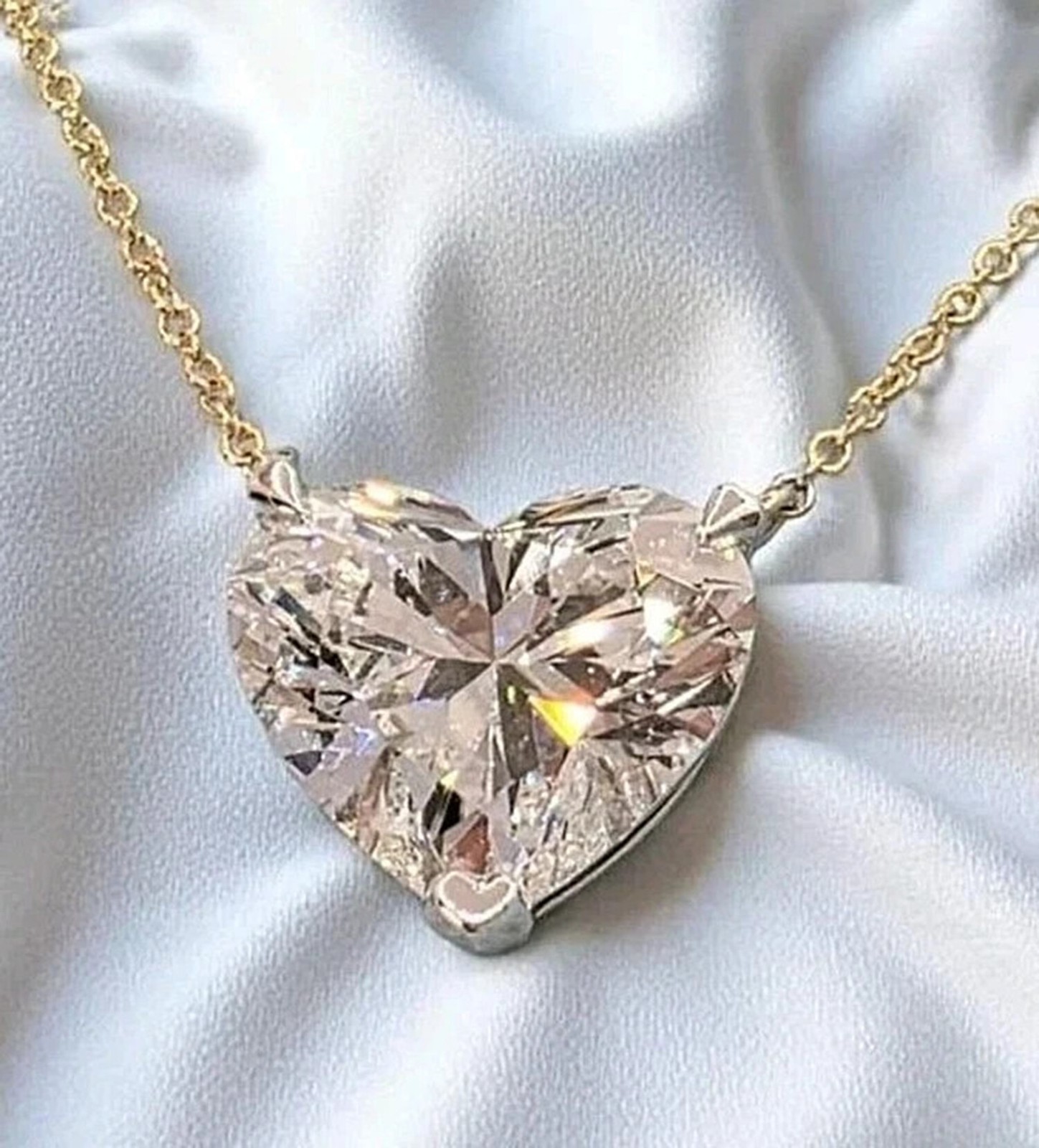 Anniversary Gift 26.5 Ct Heart Cut Lab Grown Charm Pendant Sterling Silver