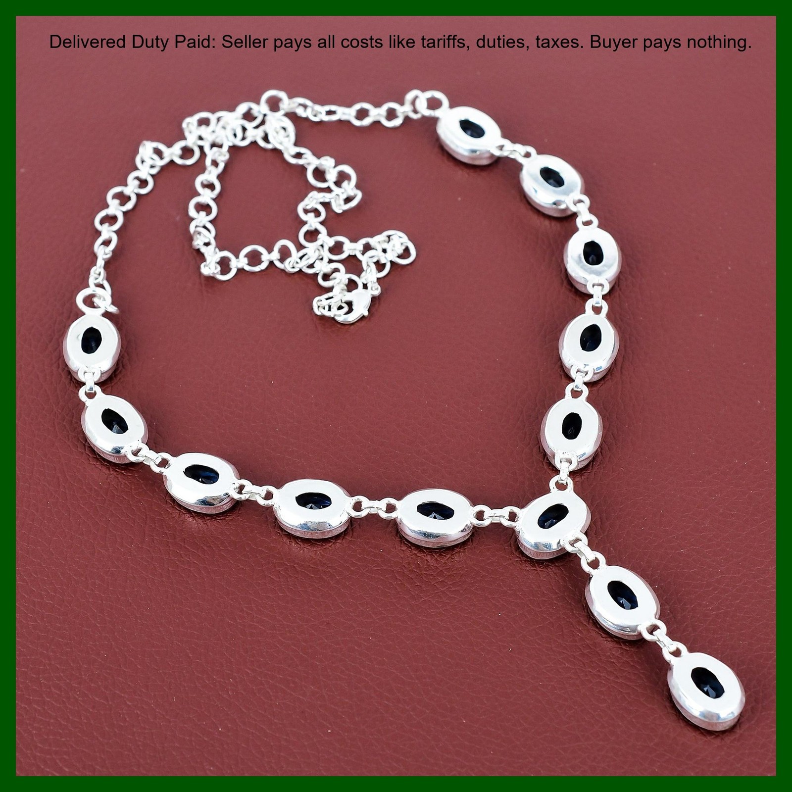 Oval Tanzanite Quartz Gemstone 925 Sterling Silver Boho Sister Chain Necklace