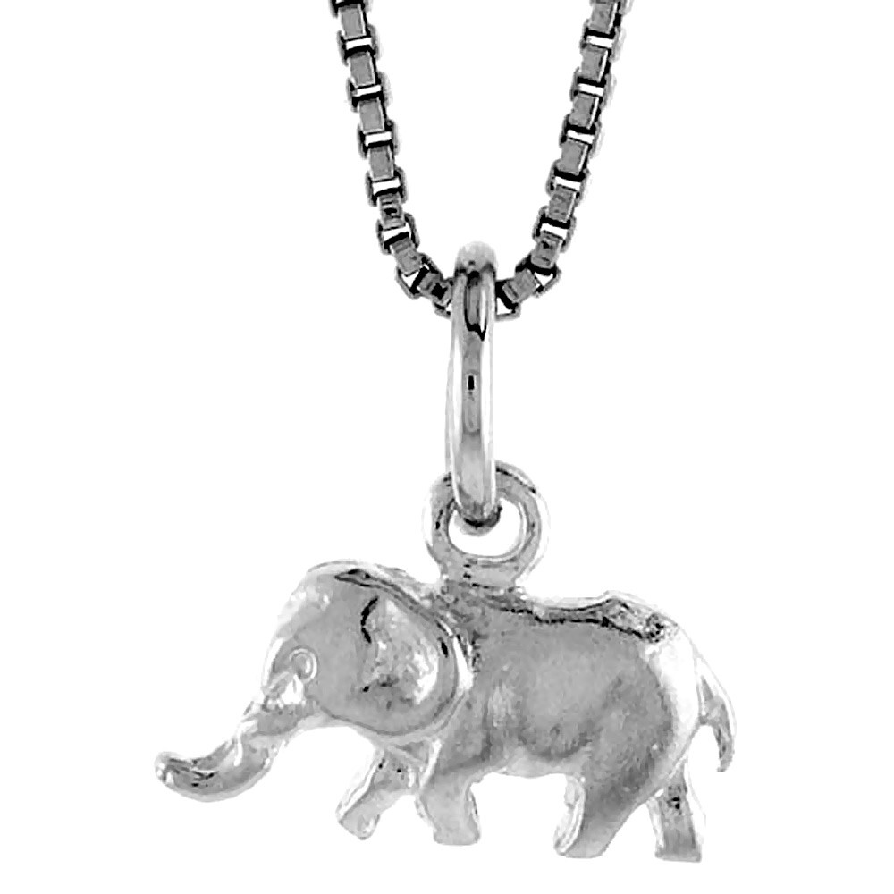 925 Sterling Silver Teeny Simple Elephant Pendant 1/4 (6mm) Inch Tall
