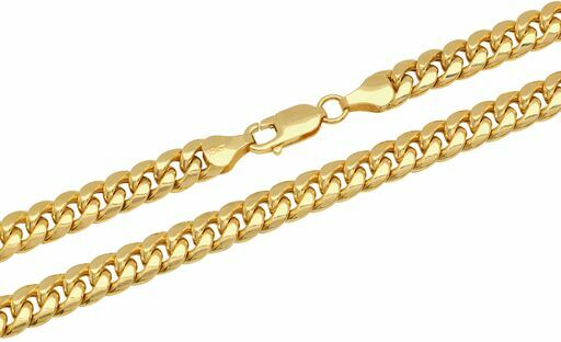 10k Yellow Gold Miami Cuban Link Chain Bracelet 2mm-9.5mm Size 7″-30″ Hollow