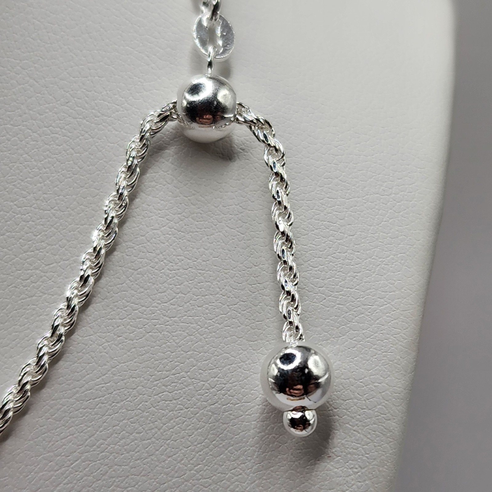 925 NEW Sterling Silver Adjustable Rope Chain 20″ Length 2mm Width FREE SHIPPING