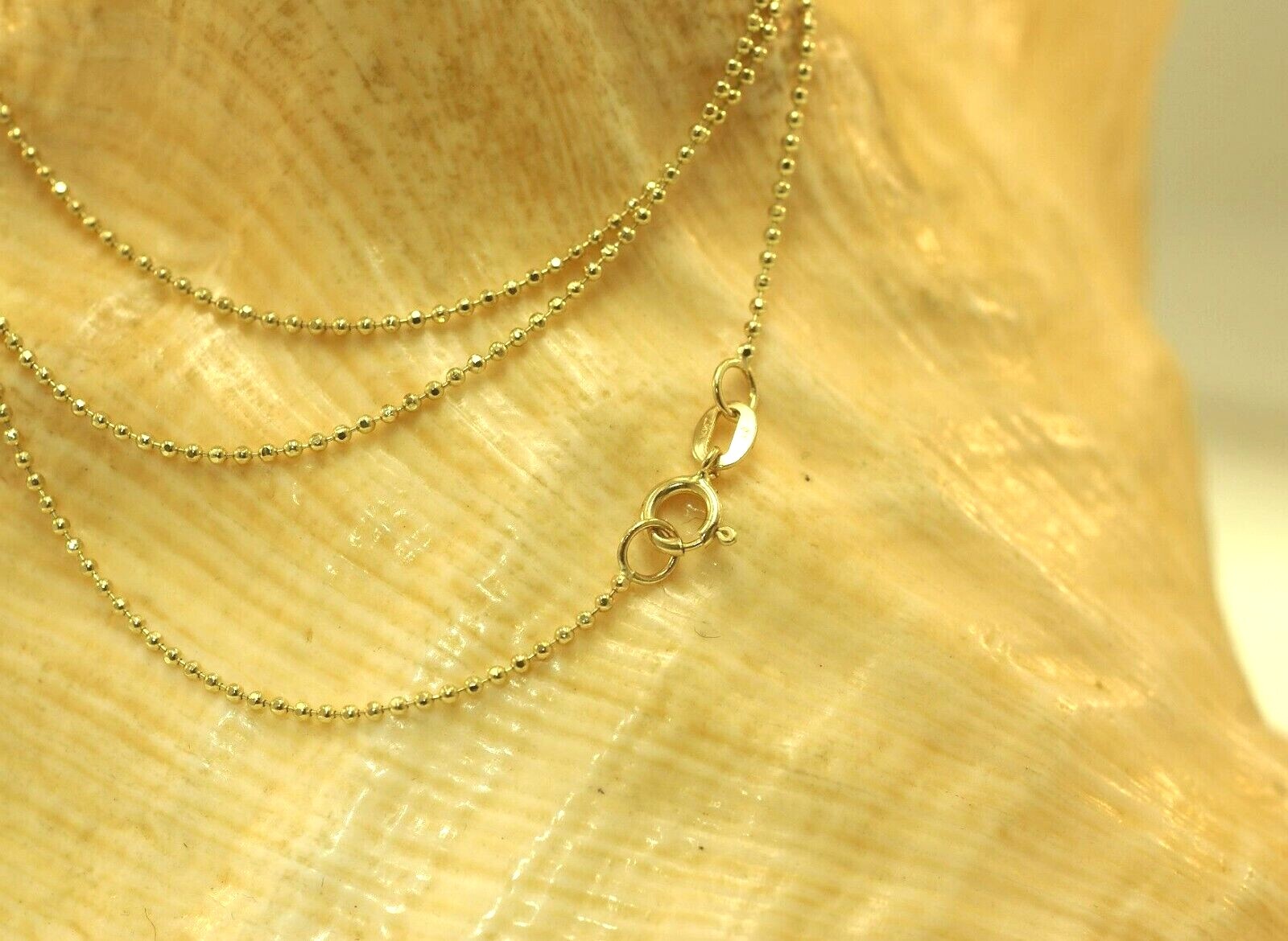 1MM PETITE SOLID 14K YELLOW GOLD DIAMOND CUT DC BALL BEAD CHAIN NECKLACE 16″-24″