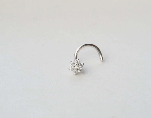 0.20 ct each lab grown diamond nose stud ring piercing 14kt yellow gold plated