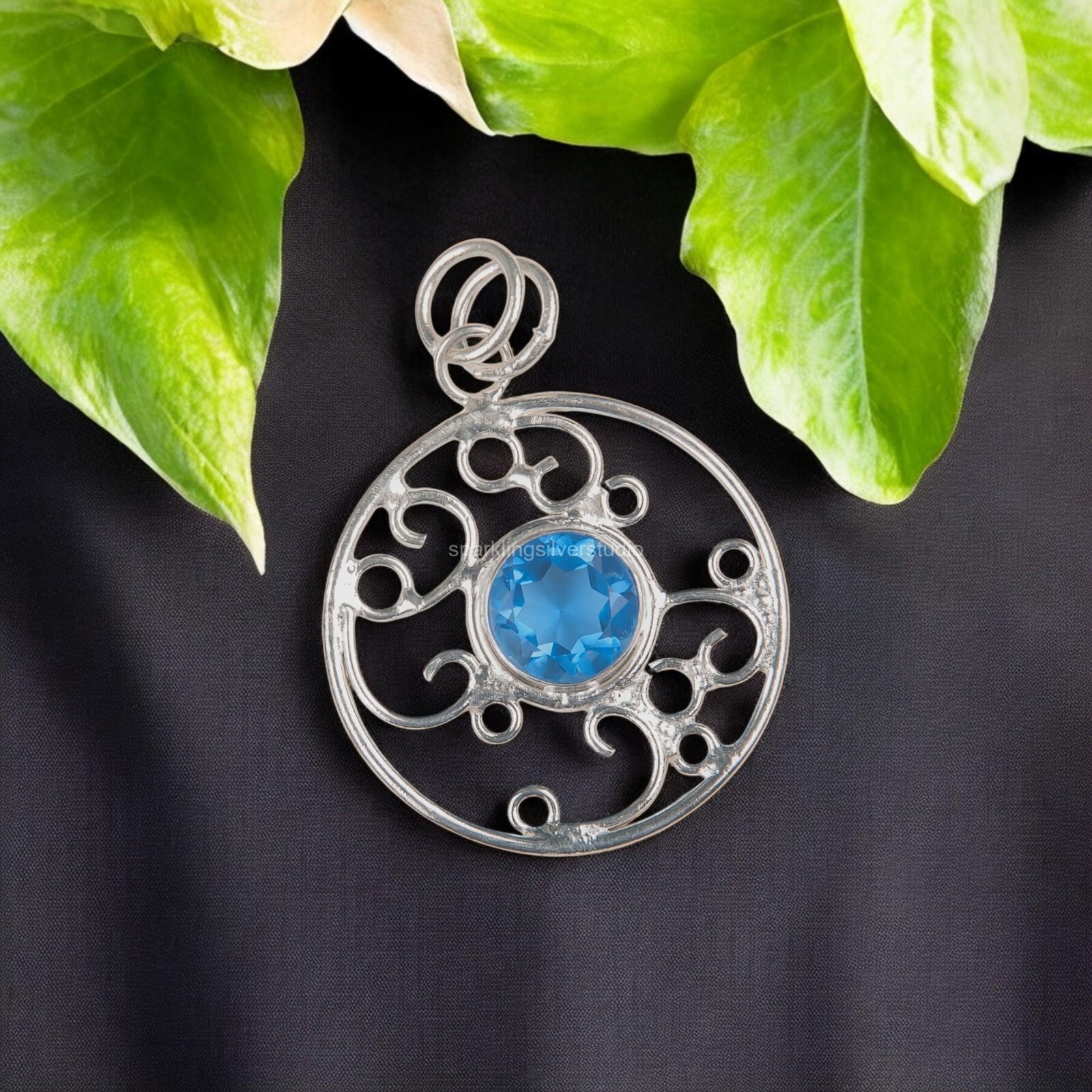 Tanzanite Gemstone Jewelry Sterling Silver Handmade Trendy Pendant 1.45″ For Her