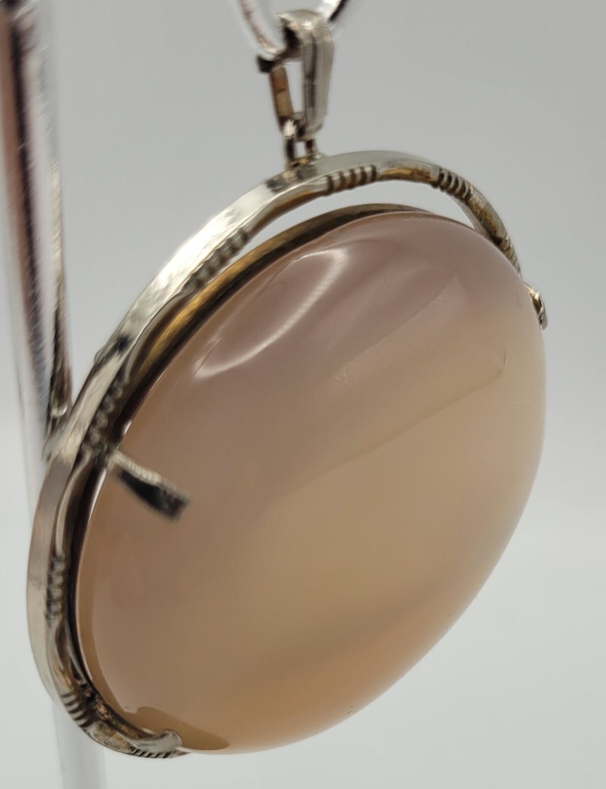 Vintage Rose Agate Round Prong Set Dual Pendant & Pin, Unbranded