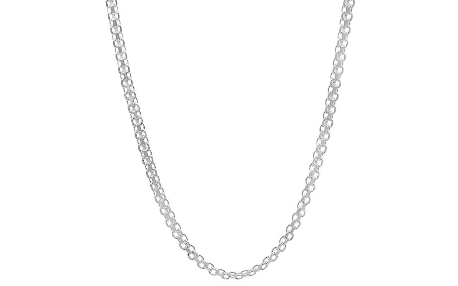 Italian Made 925 Sterling Silver 5MM Flat Bismark Chain Necklace Choker 20″ Inch