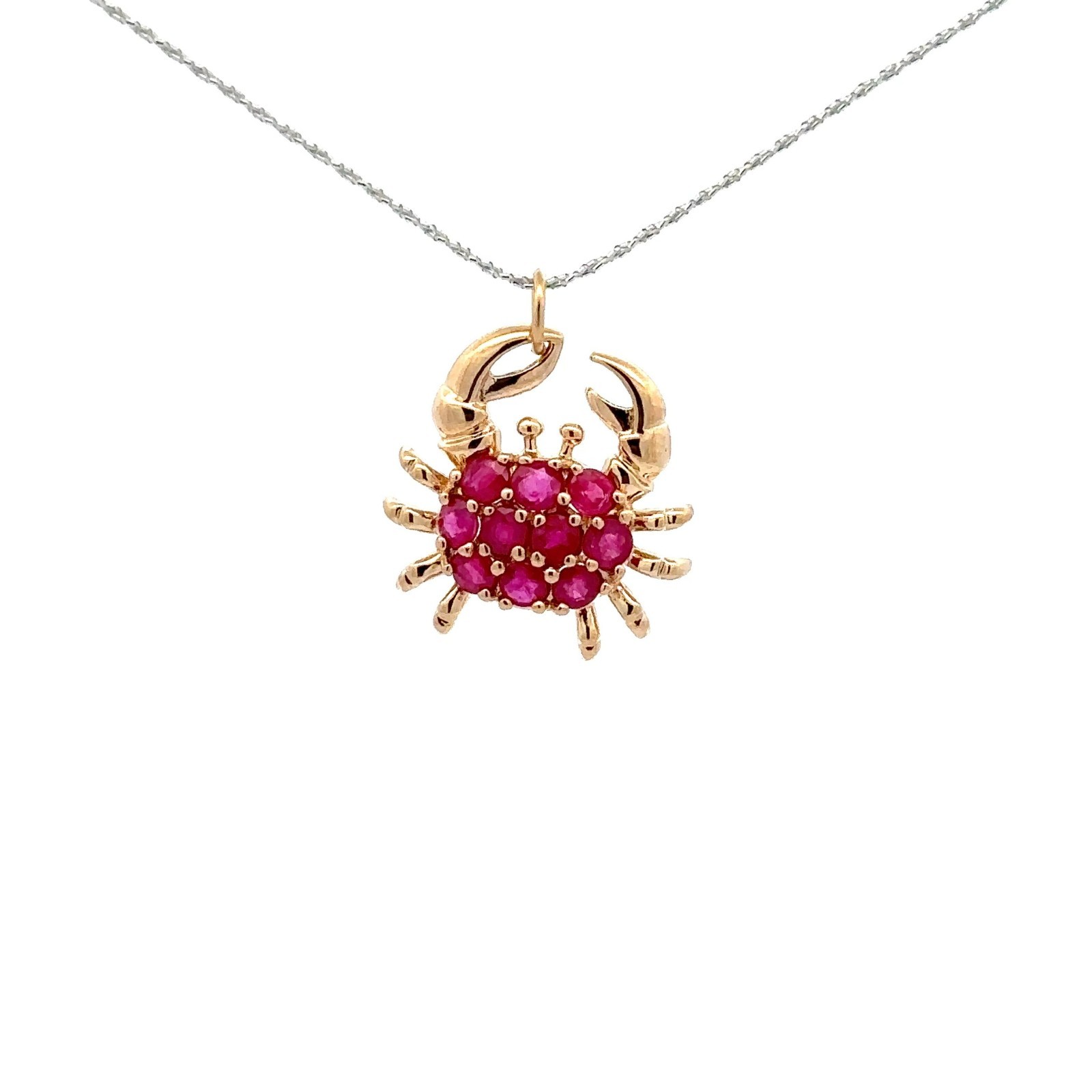 14KT. Yellow Gold Ruby Crab Pendant/Charm (15mm x 16mm)