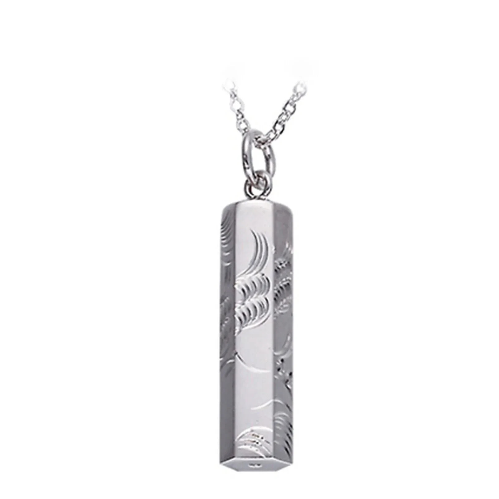 Real Pure Platinum 950 Men Women Carved Lucky Hexagon Column Pendant 1.9g