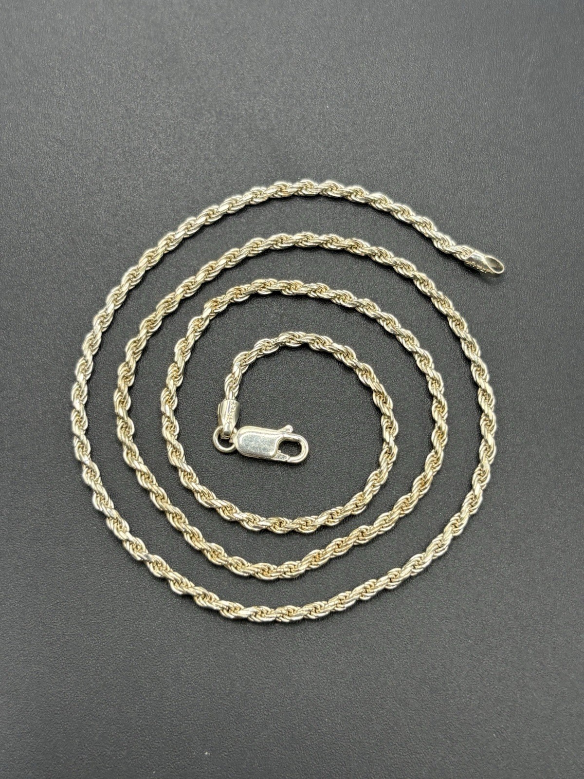 20″ EUC Sterling Silver Rope Chain 2.25MM 9 Grams C19