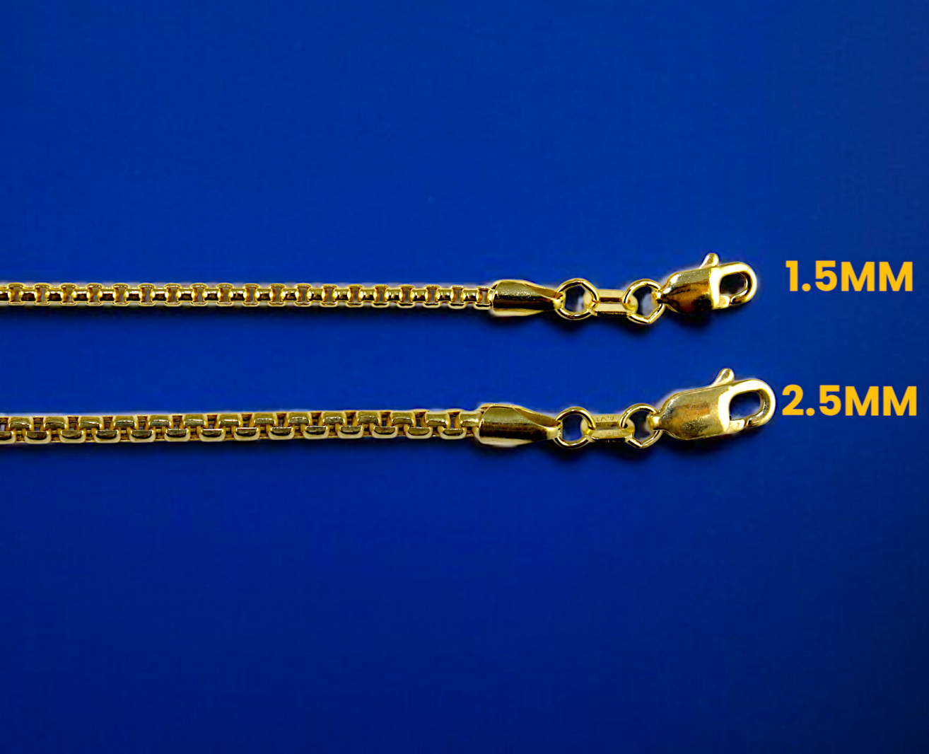 10K Yellow Gold Venetian Round Box Necklace Bracelet Chain Real 1mm-3mm 7″-30″