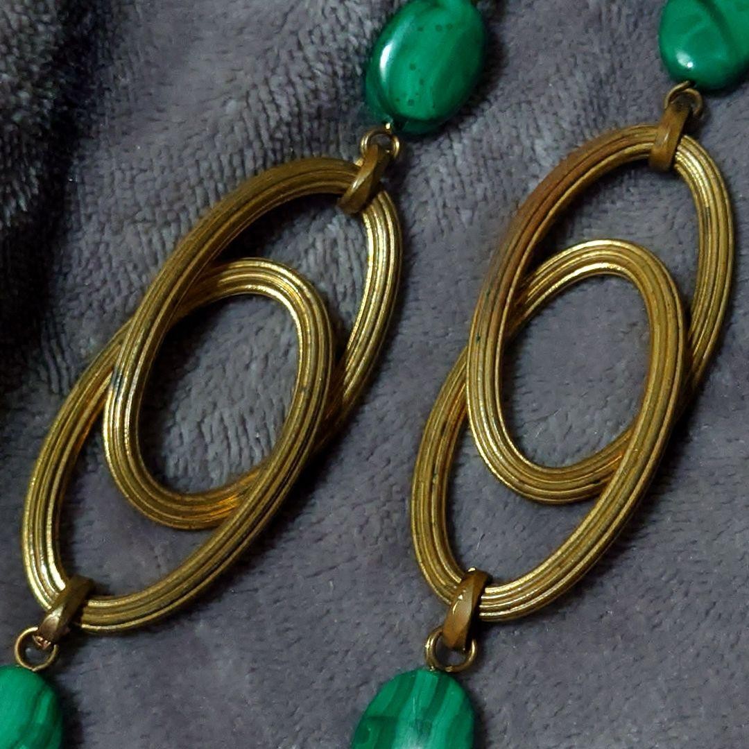 STEPHEN DWECK Smoky Quartz Malachite Fluorite Bronze Long Necklace 70cm EX