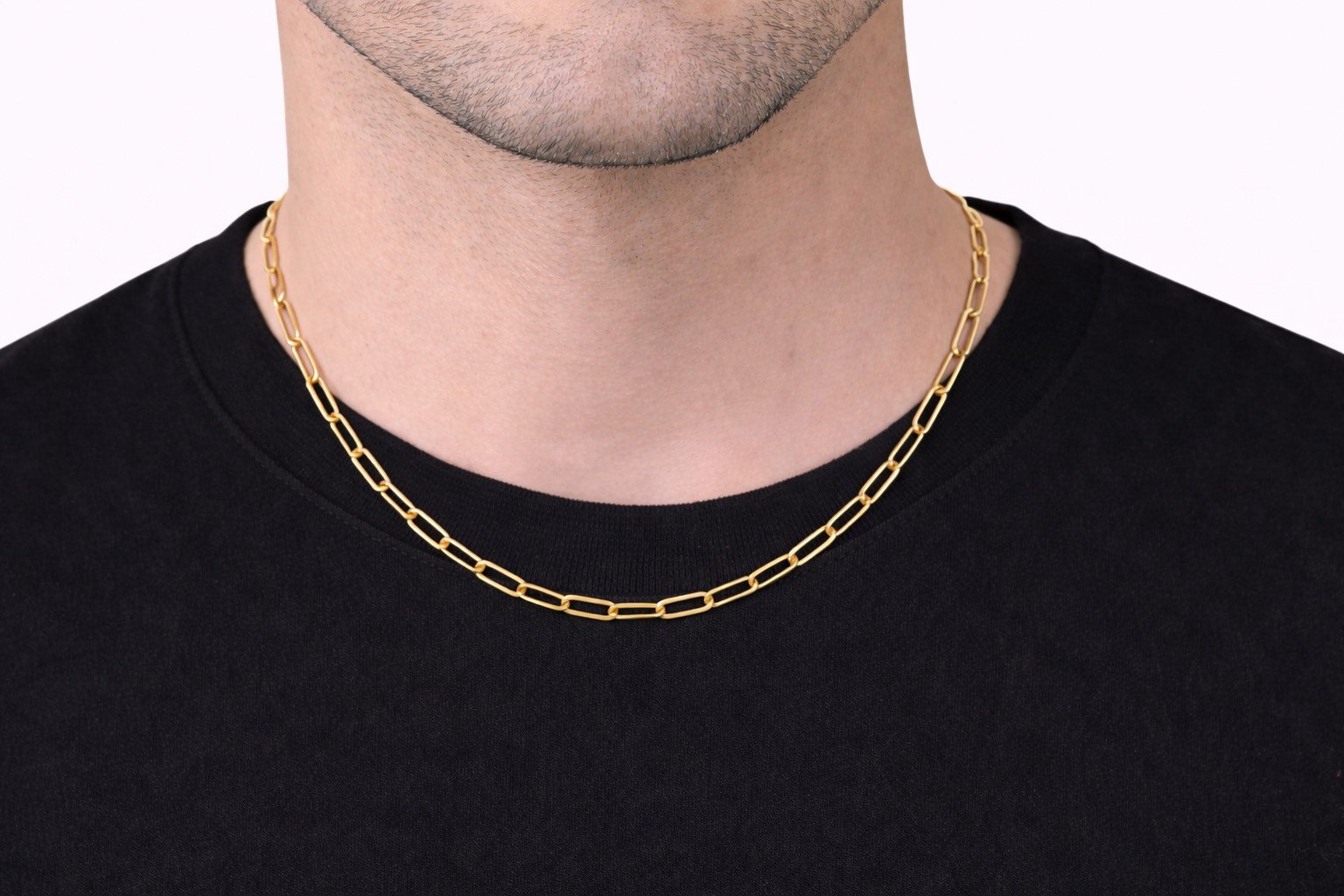 Italian 1/200 14K Yellow Gold Overlay Paperclip Chain Necklace 4mm Men Women