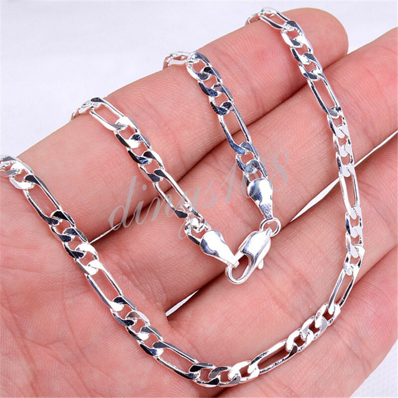 Men &Women’s 925 Sterling Silver Tarnish-Free 16″~30″ Figaro Chain Necklace C139