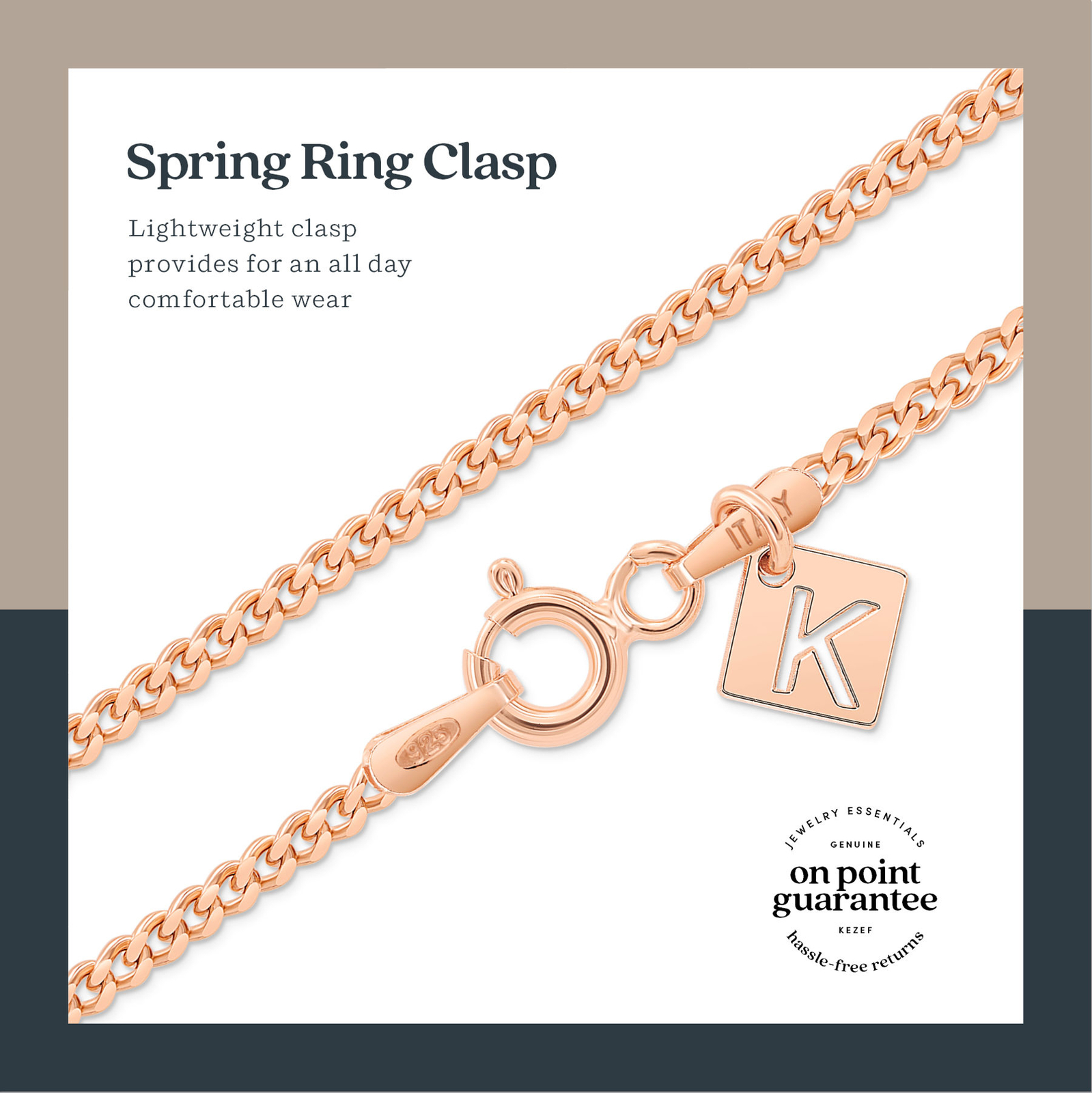 Rose Gold over Sterling Silver 1.8mm Curb Chain Necklace In 14 – 36 Inches