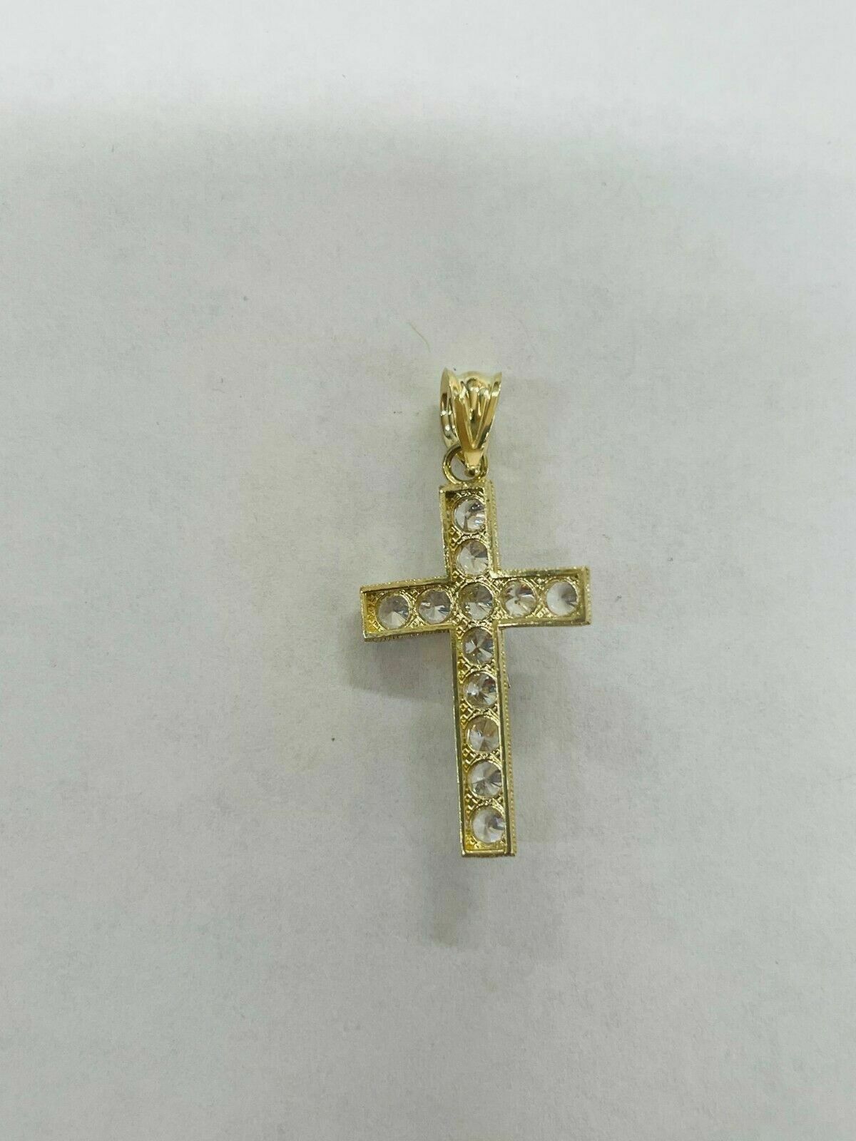 10K YELLOW GOLD ZIRCONIA CROSS PENDANT