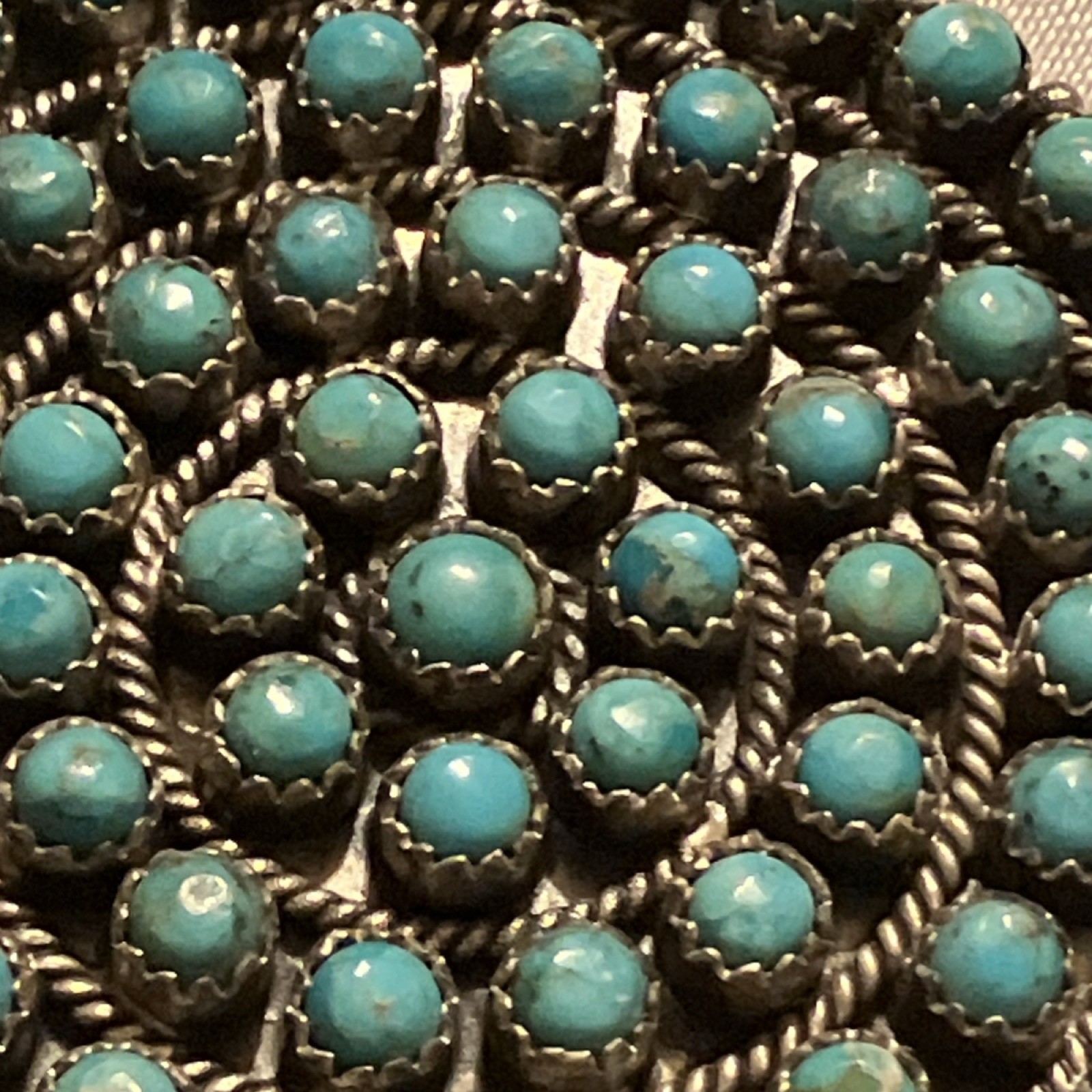 Kingman Turquoise Navajo Made Round Cluster Pendant 2.25″ 44g Sterling 925