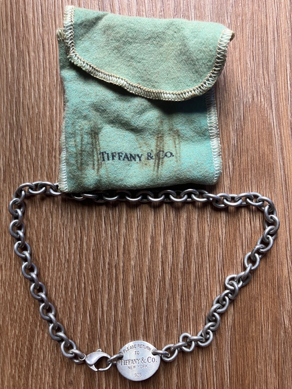 Tiffany & Co. Return to Tiffany Heart Tag Choker Necklace .925 Silver 15″ Chain