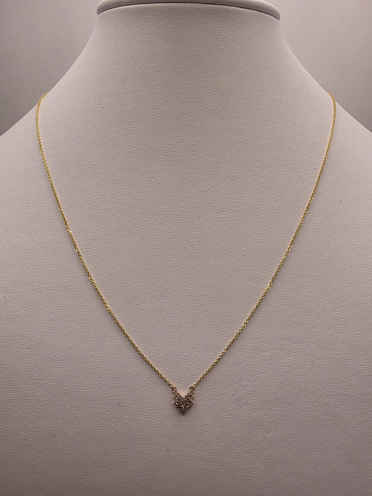10K Yellow Gold Diamond Chevron Necklace Natural Pave Diamond Geometric V Pendan