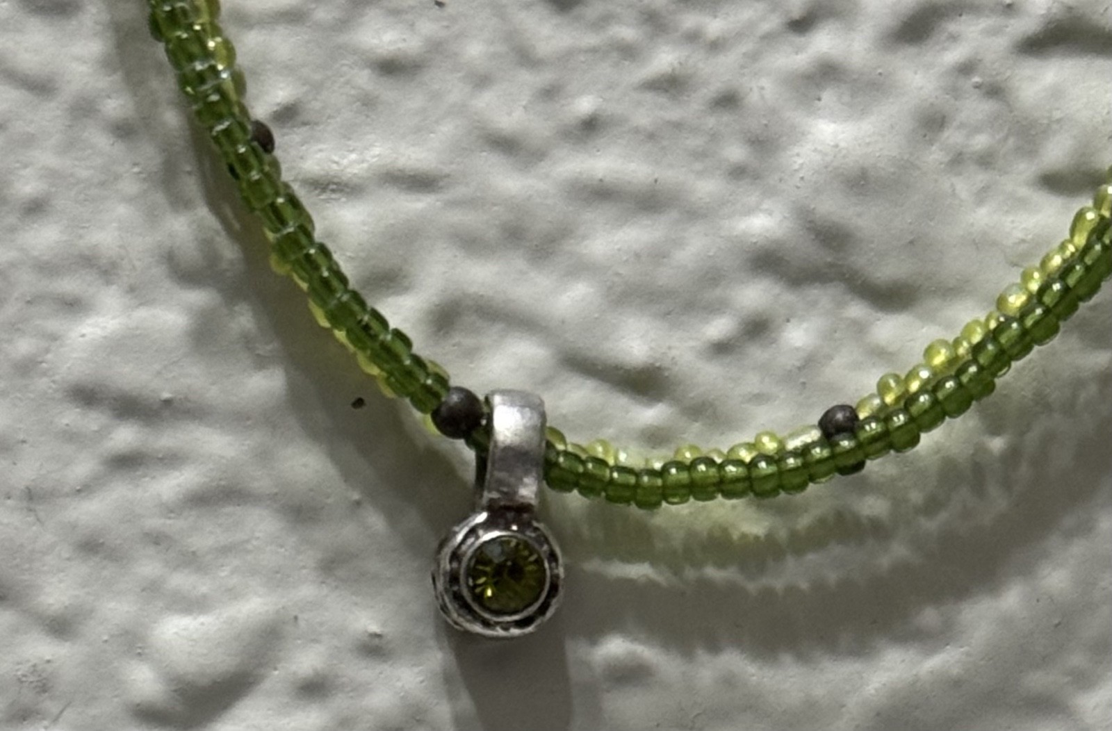 915 Sterling Gemstone Beaded Choker NecklacePeridot Charm in sterling
