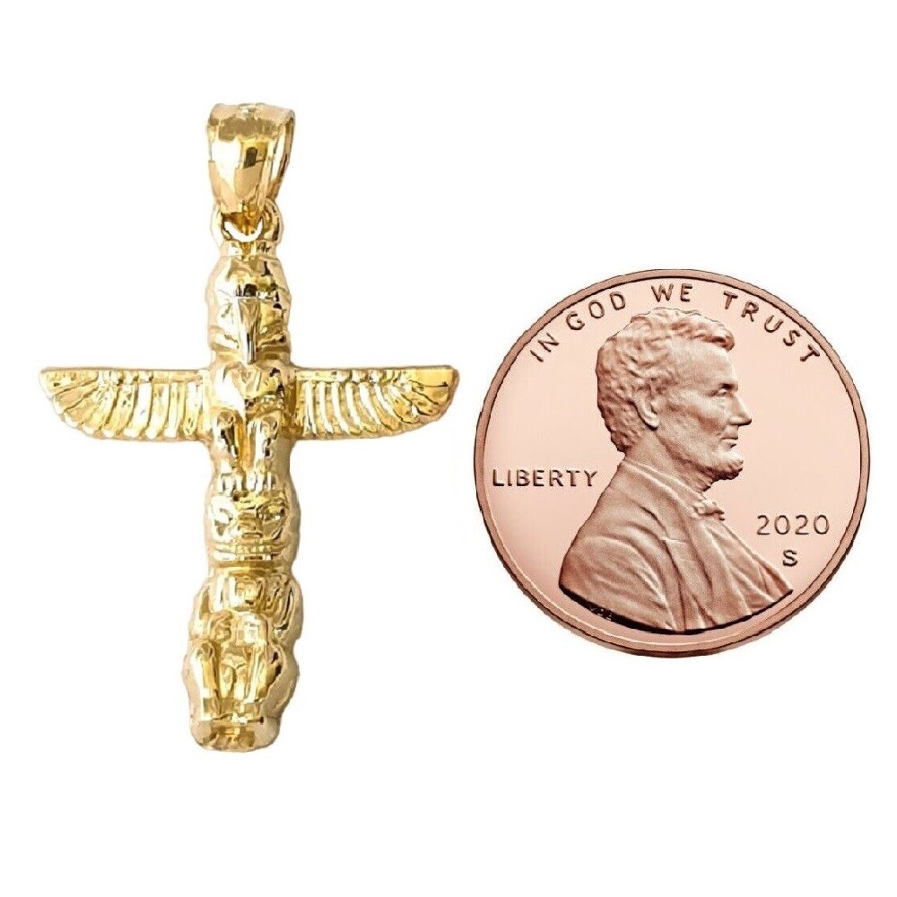 14k Yellow Gold Totem Pole Pendant / Charm, Made in USA