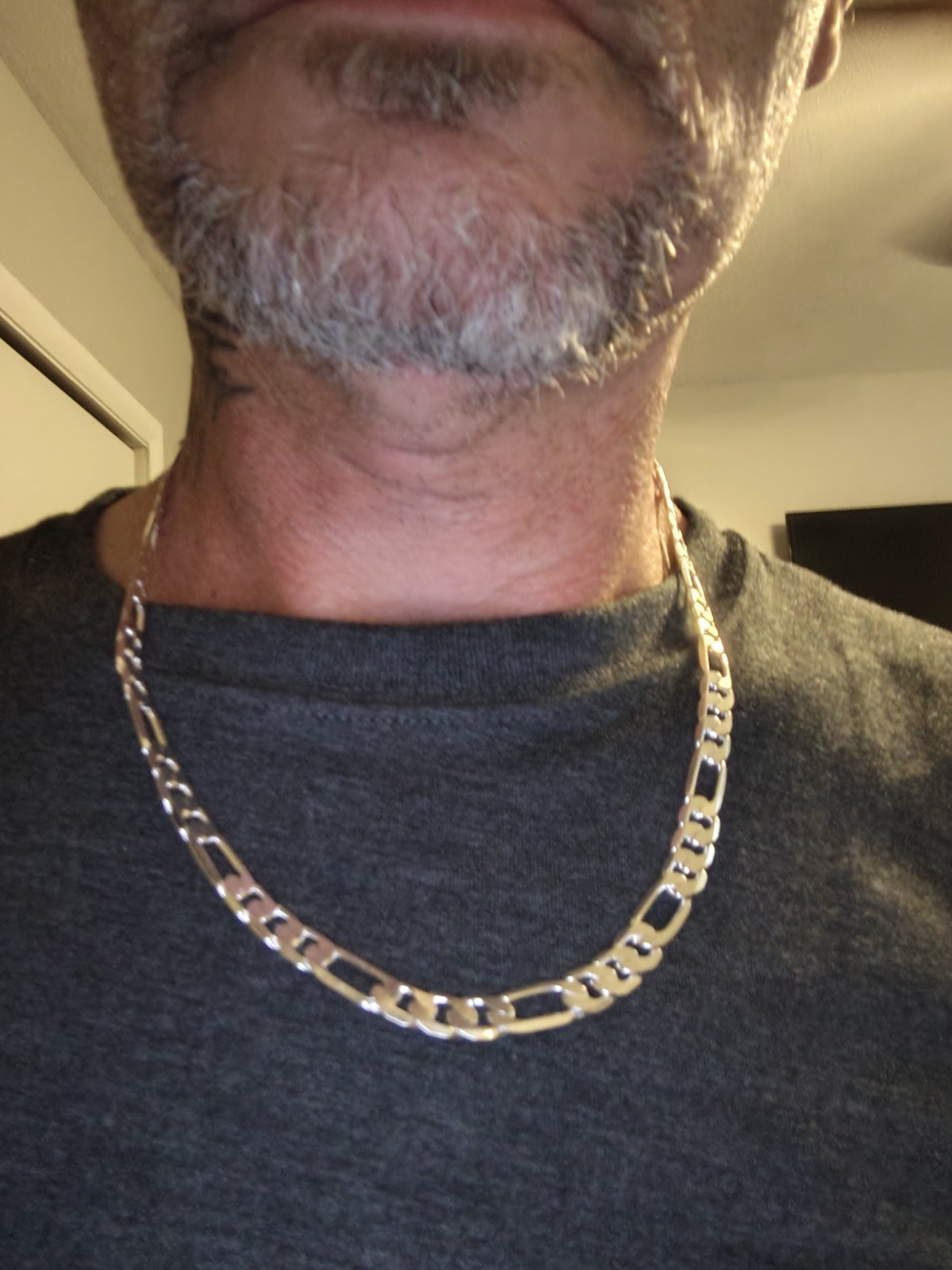 Silver Figaro Chain Necklace for Men & Women, 925 Sterling Silver, Diamond Cut,