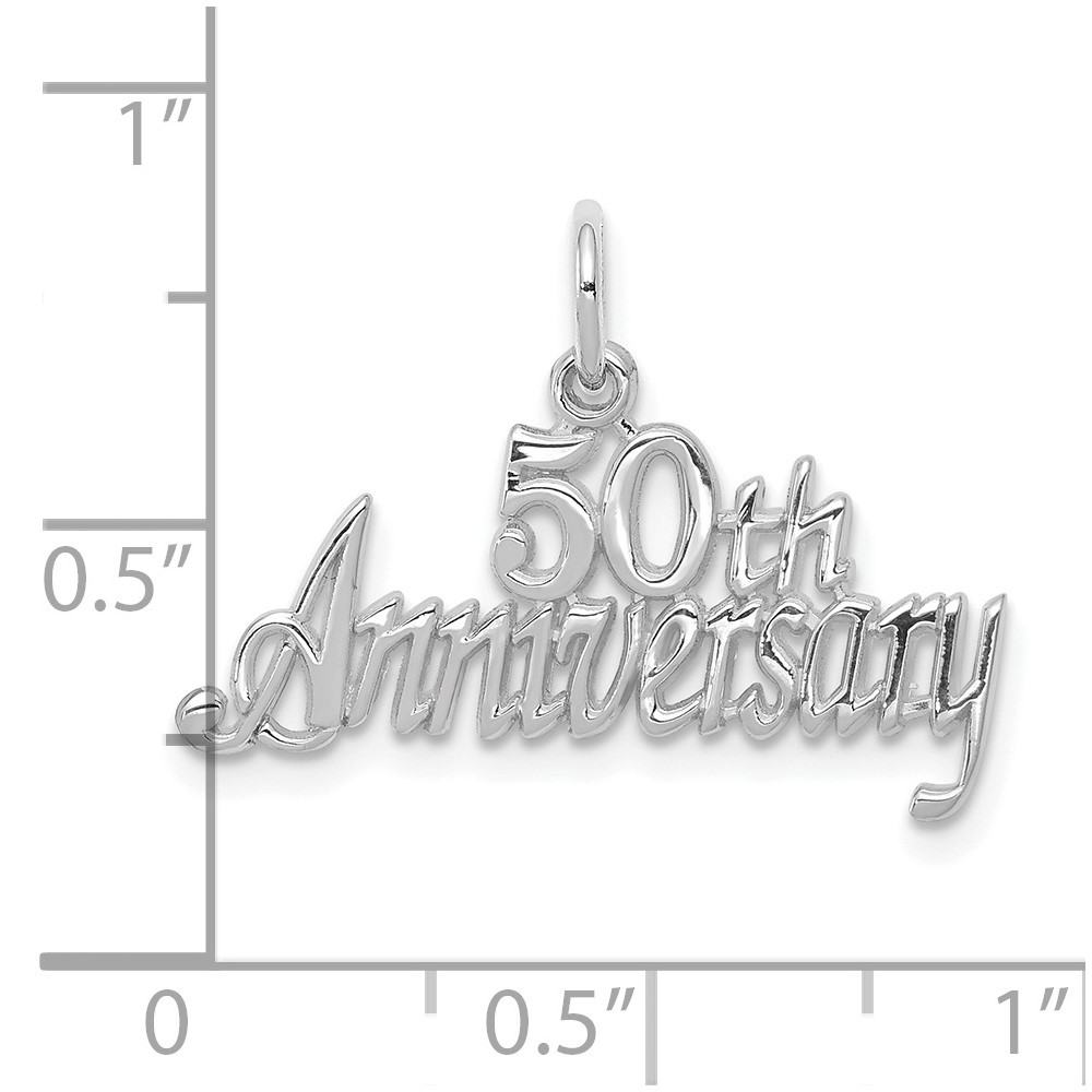 10k White Gold 50th ANNIVERSARY Charm Pendant L-0.71 Inch, W-0.95 Inch