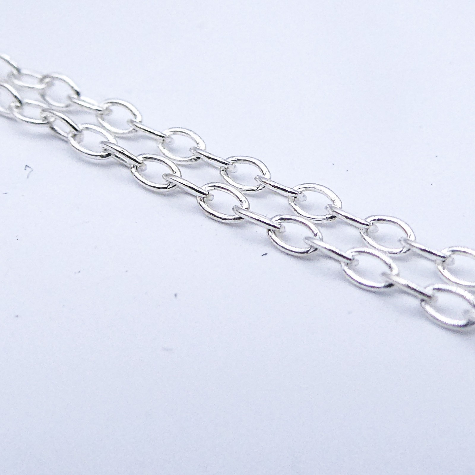 New Sterling Silver Italy Oval Link Chain Necklace 20″ Stackable