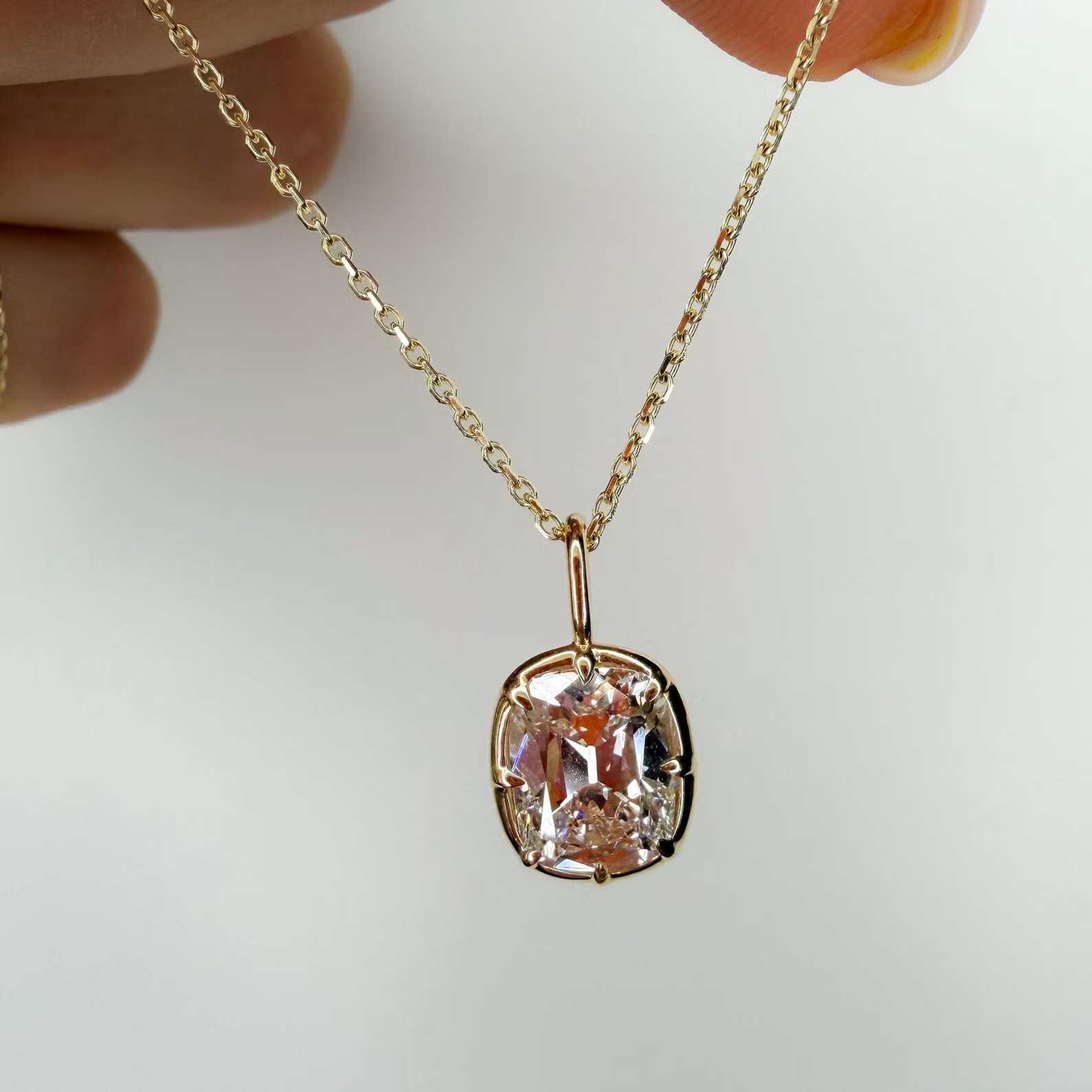 2CT Cushion Cut Moissanite Pendant in 10k Gold Jewelry Wedding Gift For Her