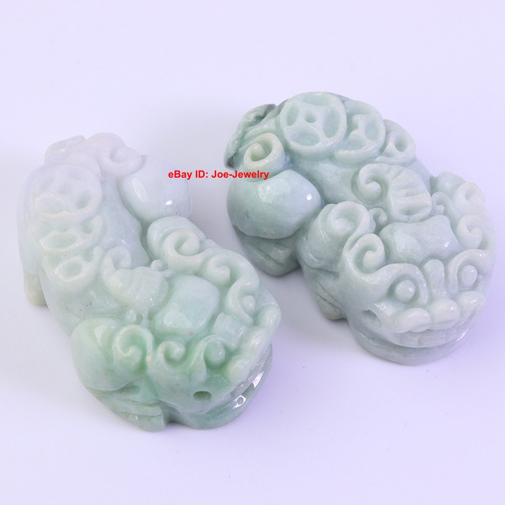 Natural Grade A Green Jadeite Pendant A Couple Of Pixiu (Male and Female) #02