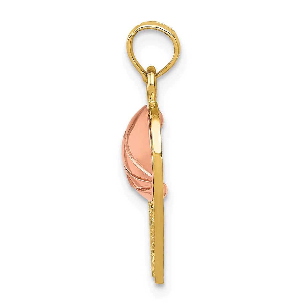 10K / 14K Two-Tone Basketball Hoop With Ball Pendant