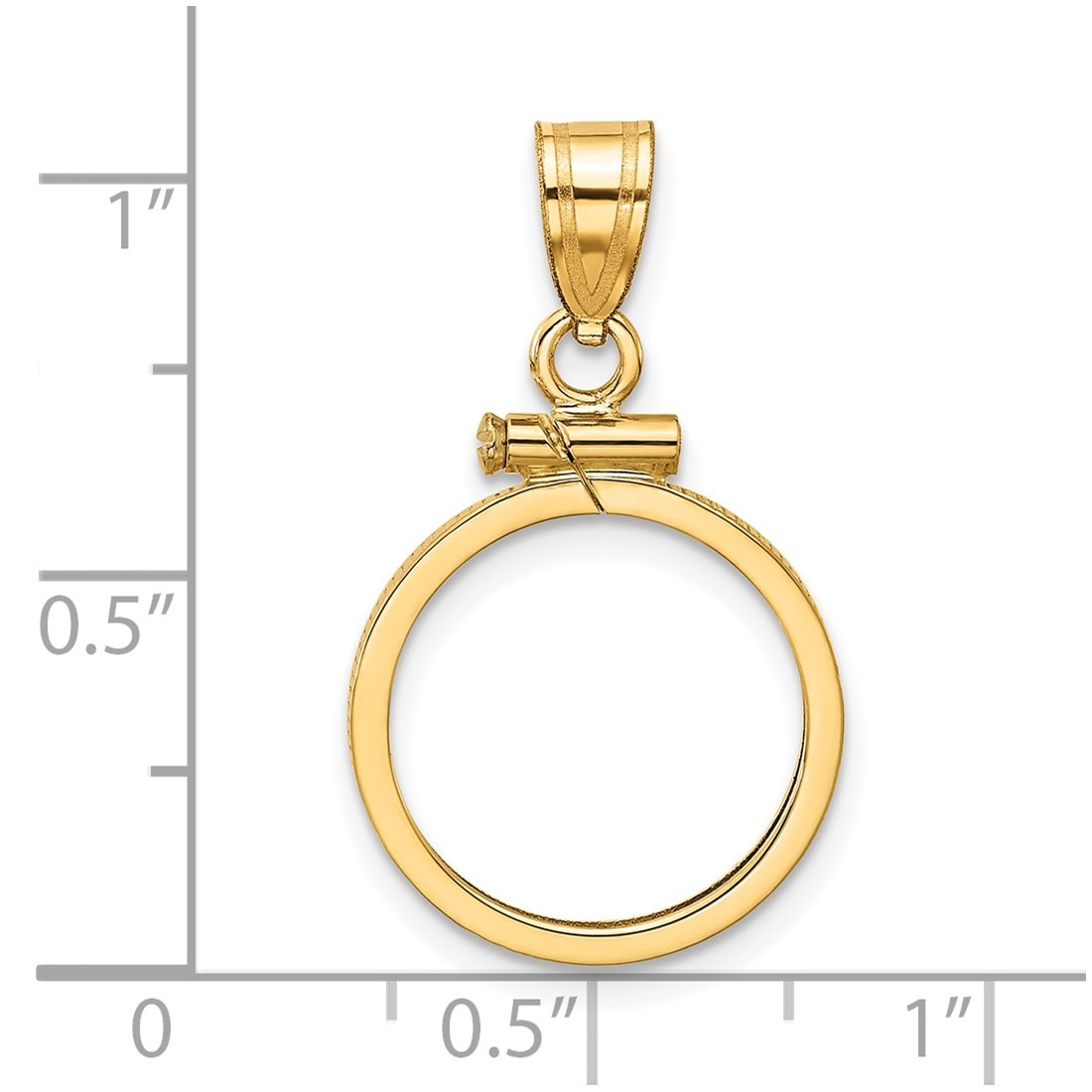 14k Yellow Gold 15mm Polished Screw Top Coin Bezel Pendant