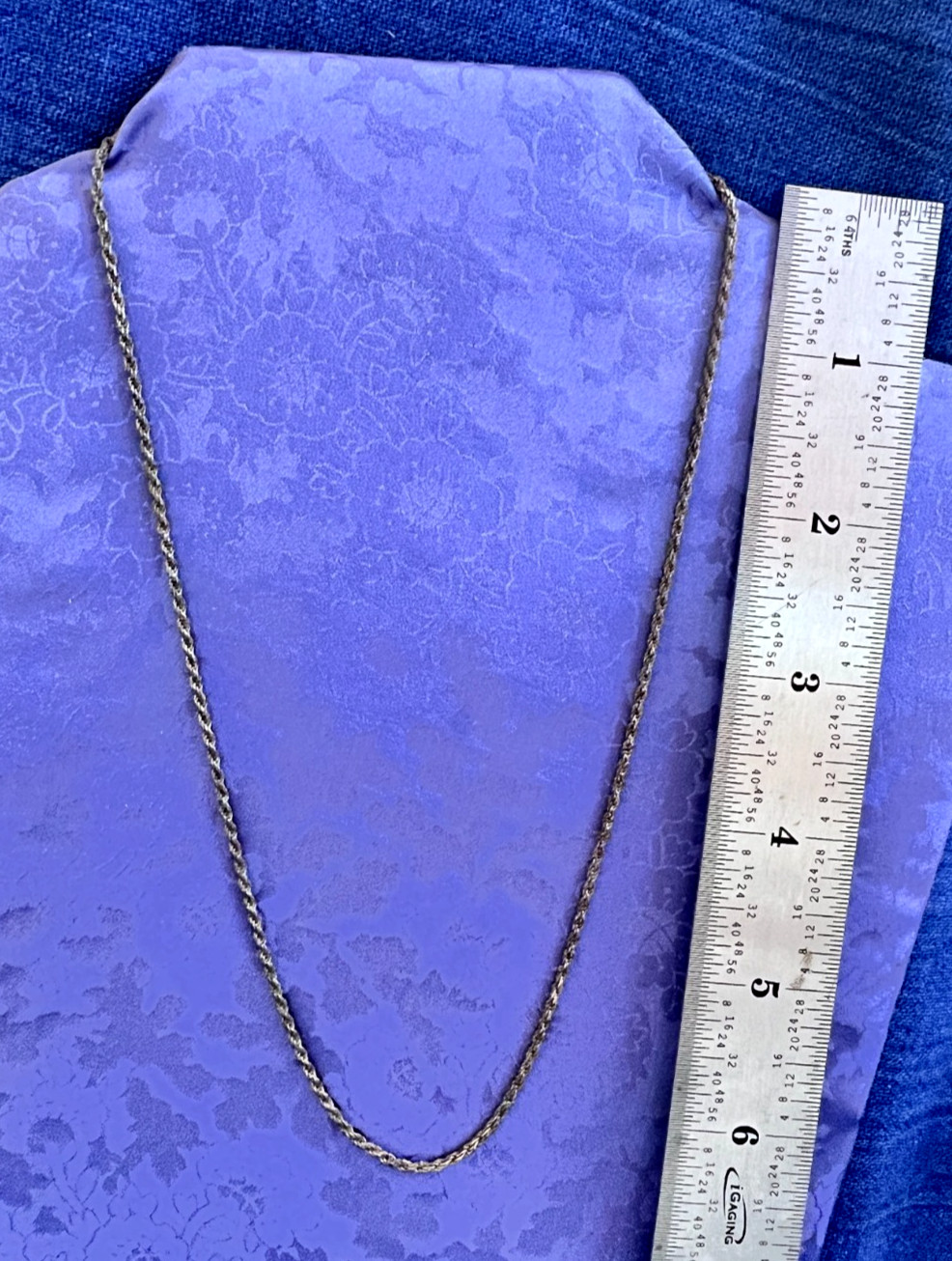 17 7/8 Inch Long Sterling Silver Rope Chain Lobster Clasp Italy Tarnished Black