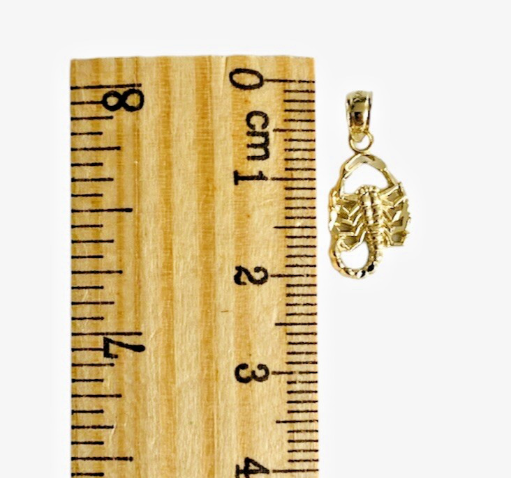 14k Solid Gold Scorpion 20mm x 9mm Pendant -14k Gold Zodiac Sign Scorpio-PT1587
