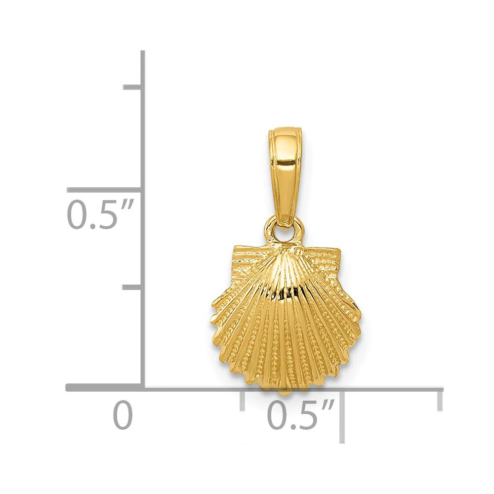 10K / 14K Yellow Gold Scallop Shell Pendant