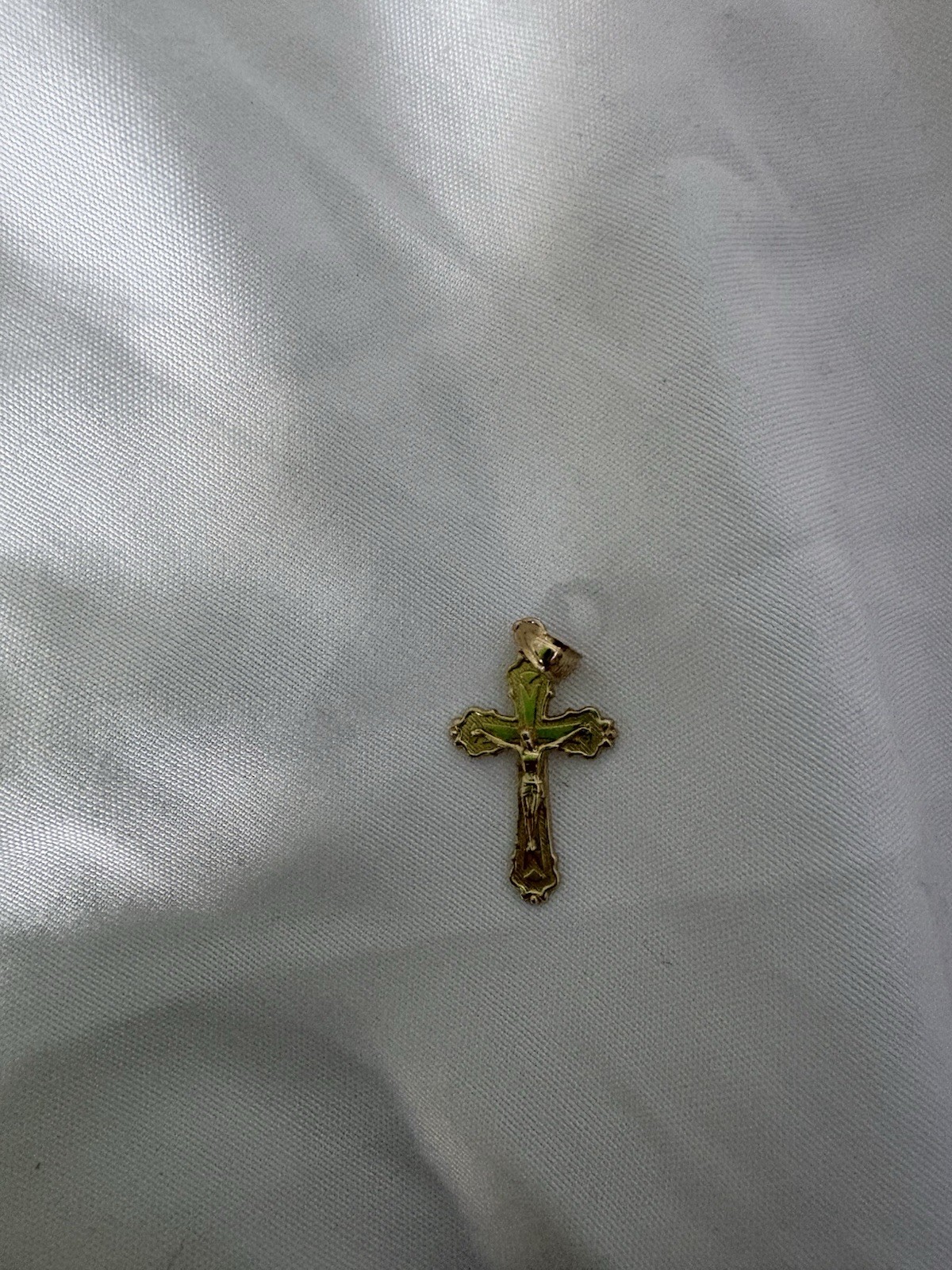 Yellow Gold 10K Real Crucifix Pendant New Dainty Small