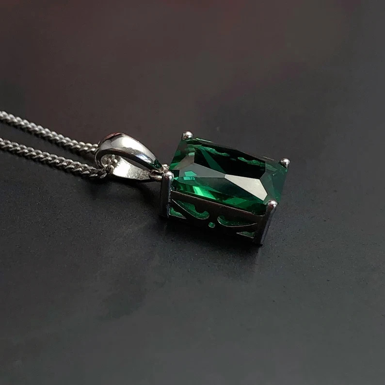 Elegant Mens Emerald Pendant 925 Sterling Silver Ring Gift Jewelry Gift Pendant