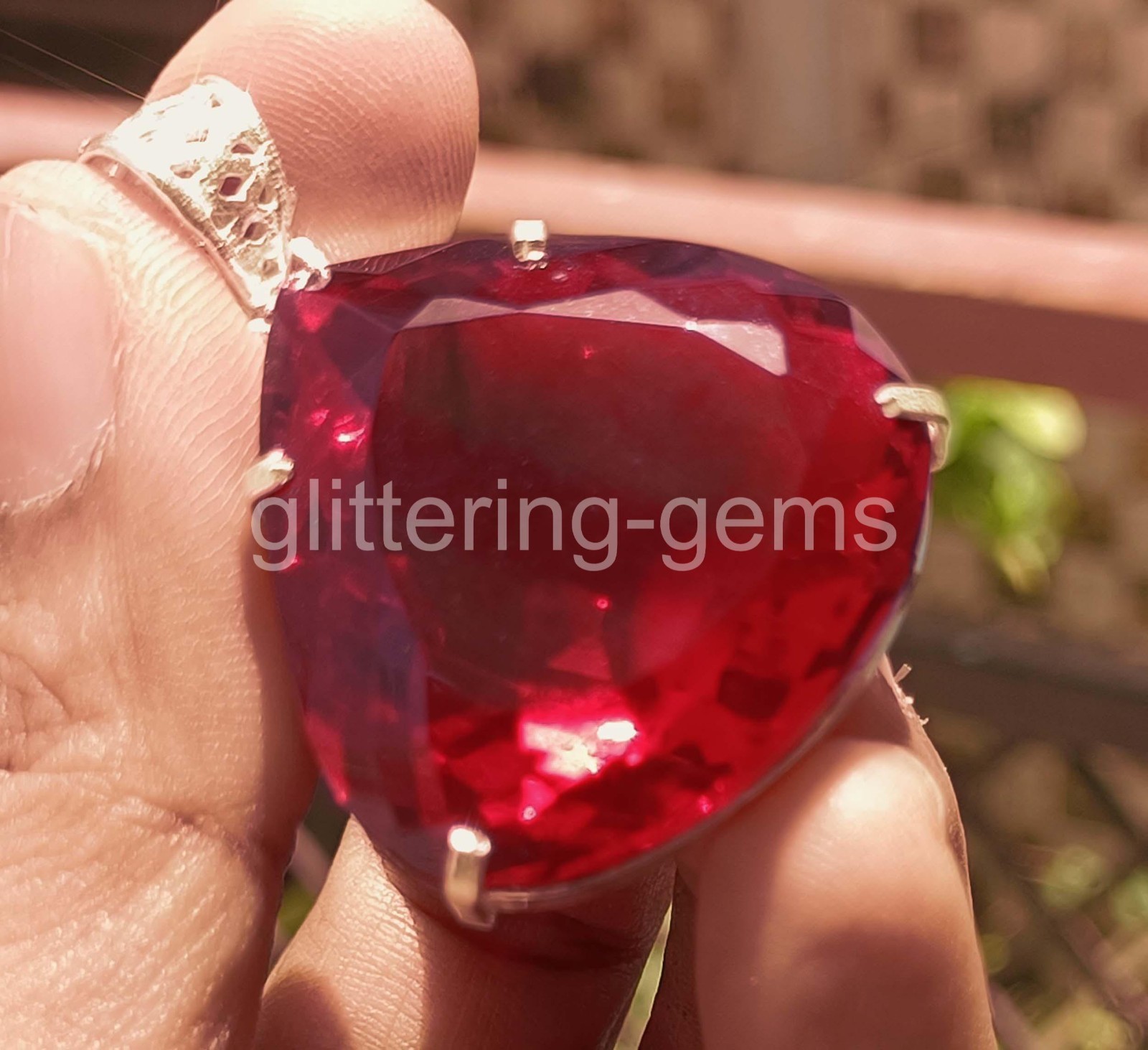 97.35 Ct Natural Red Ruby Pendant Pear Pendant 925 Silver IGL Loose Gems 6YHW