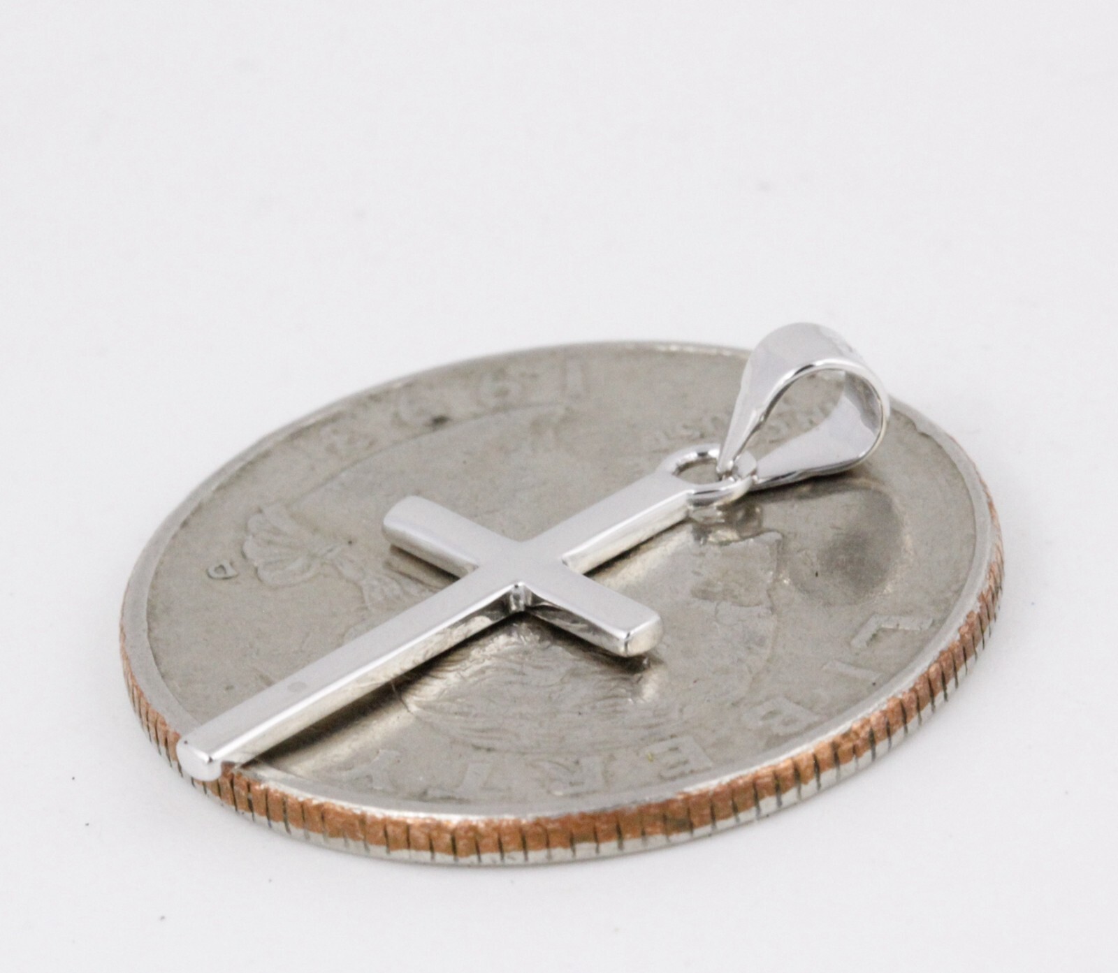 Women Solid 925 Sterling Silver 26mm Thin and Small Cross Religious Pendant