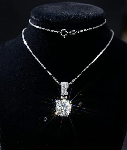 2Ct Brilliant Cut Moissanite Women’s Elegant Solitaire Pendant 14K White Gold FN
