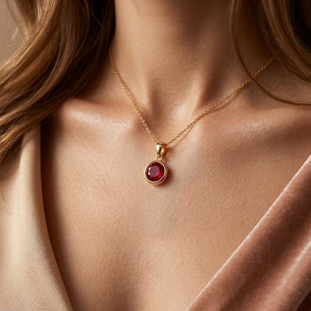 Gold Birthstone Necklace 925 Sterling Silver Bezel Pendant Gift