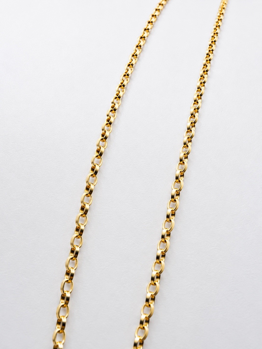 14K Solid Gold Rolo Chain Necklace, Dainty Pendant Chain 1.1mm