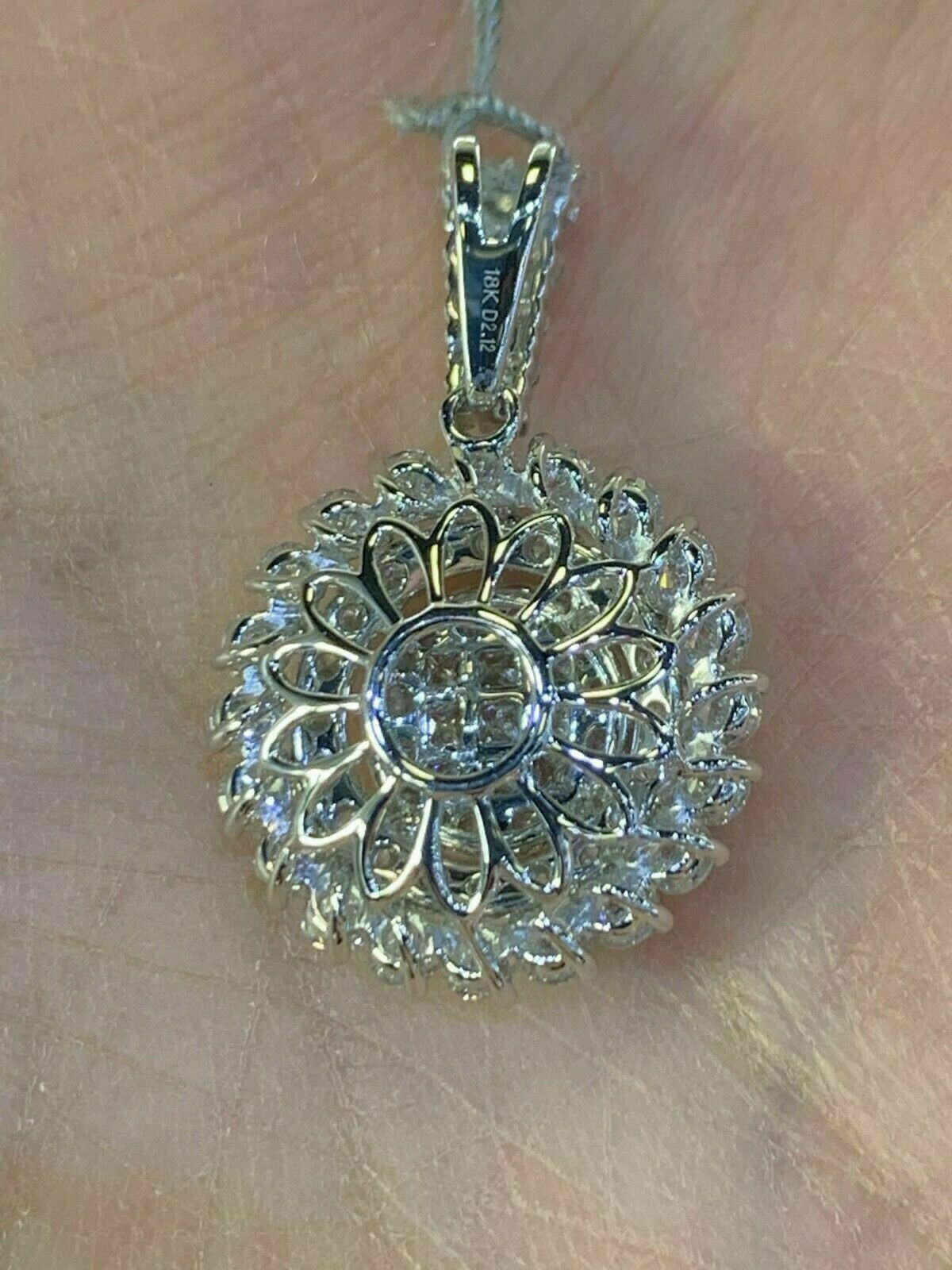 1Ct Round Cut VVS1 Diamond Cluster Pendant 14K White Gold Finish